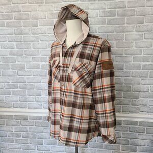 Howitzer Patriot We the People Flannel Shacket Hoodie Shirt Outdoor Cozy 2X